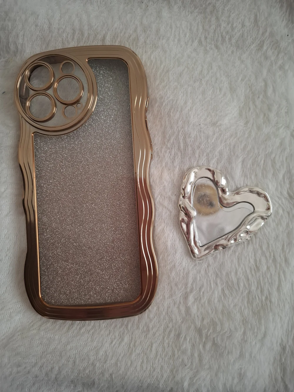 Stylish Rose Gold Heart Phone Case - Women Accessories